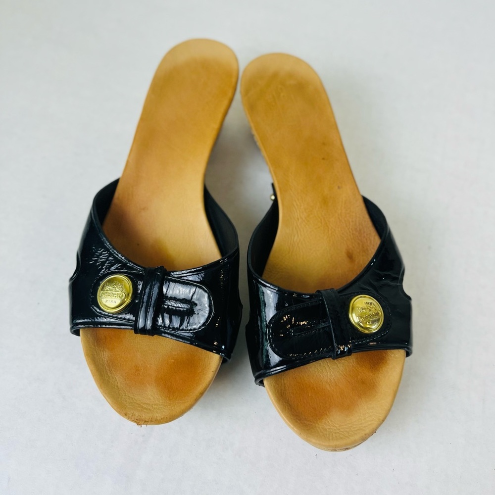 COACH Lee Black Patent Leather Wooden Size 6.5B